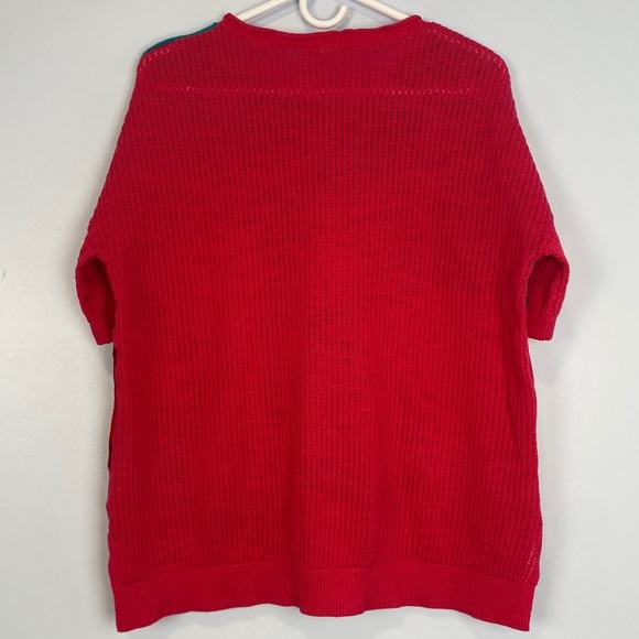 Soft Surroundings Biosphere Flower Sweater Top XL Colorblock Pink Retro Mod 70s - Picture 8 of 10